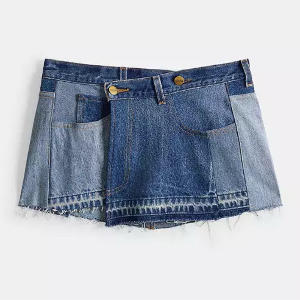 Coach Coachtopia Patchwork Denim Mini Wrap Skirt